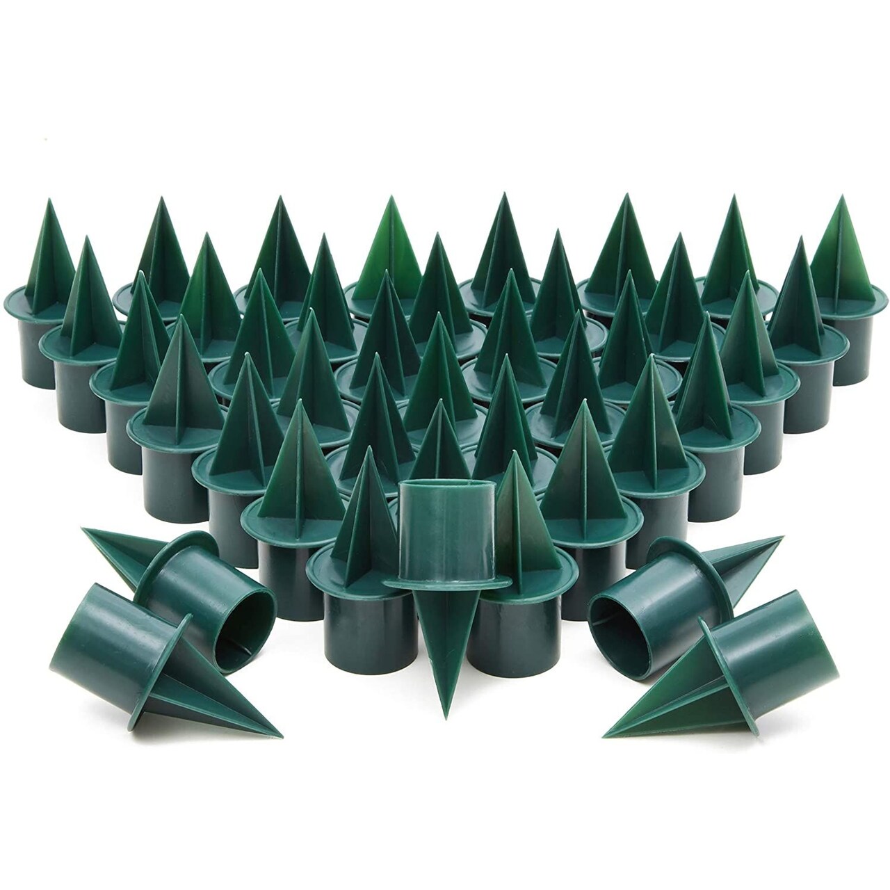 40 Pack Green Plastic Candle Holder Stakes - 1 inch Picks for Floral Arrangements, Wedding Table Centerpiece Decoration